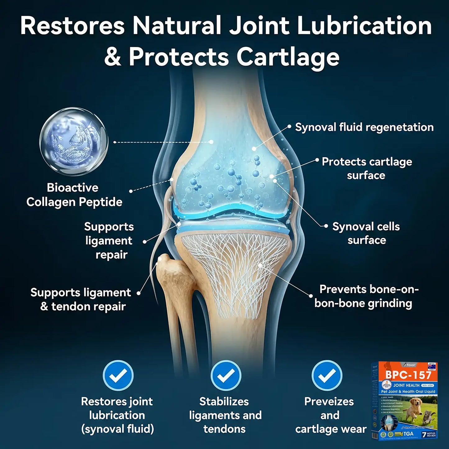 AVA Recommended | Official  Australia 🇦🇺 Store 🐶🐱Yovot® BPC-157 Advanced Joint & Total Body Health Oral Liquid -(For Dogs, Cats & Mammals. One Bottle Daily, Results in 7 Days)