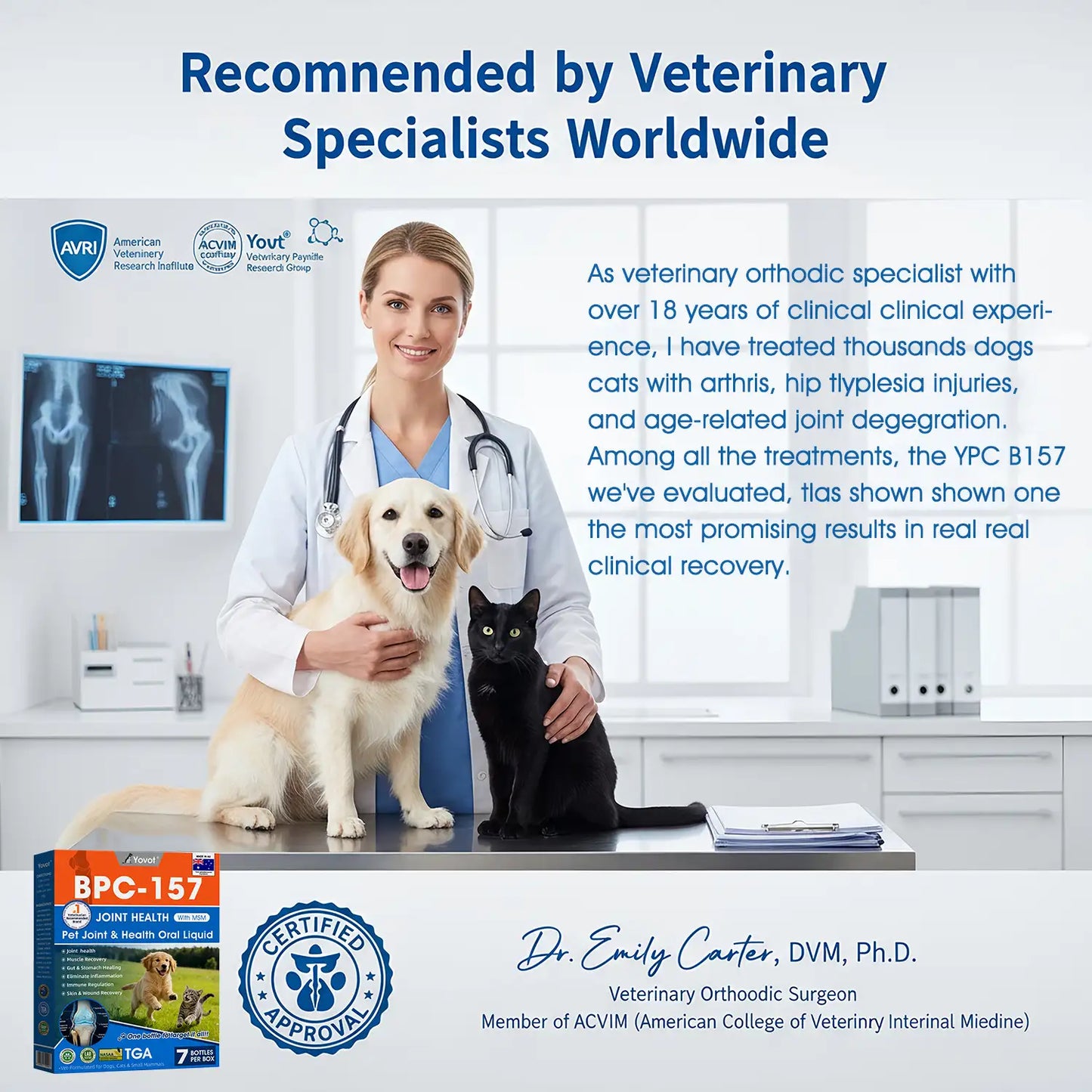 AVA Recommended | Official  Australia 🇦🇺 Store 🐶🐱Yovot® BPC-157 Advanced Joint & Total Body Health Oral Liquid -(For Dogs, Cats & Mammals. One Bottle Daily, Results in 7 Days)