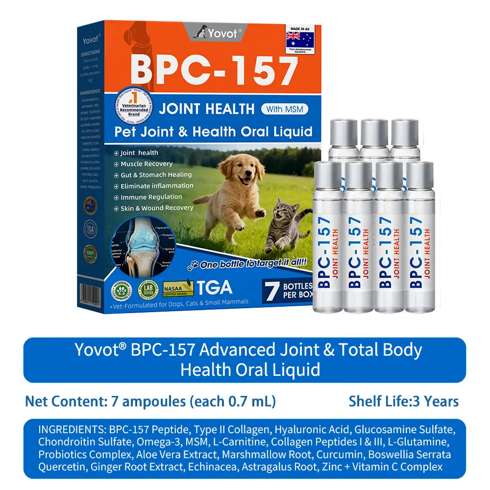 AVA Recommended | Official  Australia 🇦🇺 Store 🐶🐱Yovot® BPC-157 Advanced Joint & Total Body Health Oral Liquid -(For Dogs, Cats & Mammals. One Bottle Daily, Results in 7 Days)